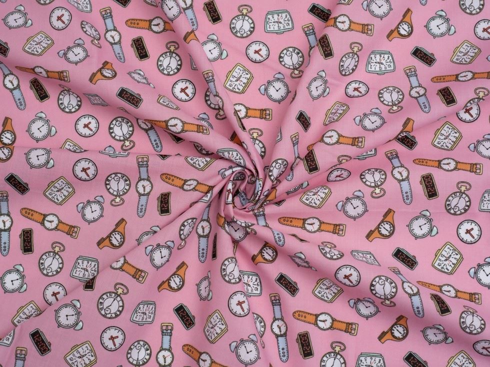 Pink Printed Polycotton Fabric