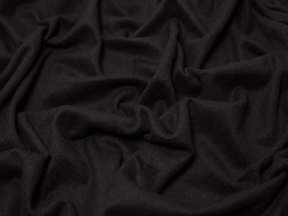 Minerva Core Range Black Luxury Cashmere Wool Coating Fabric