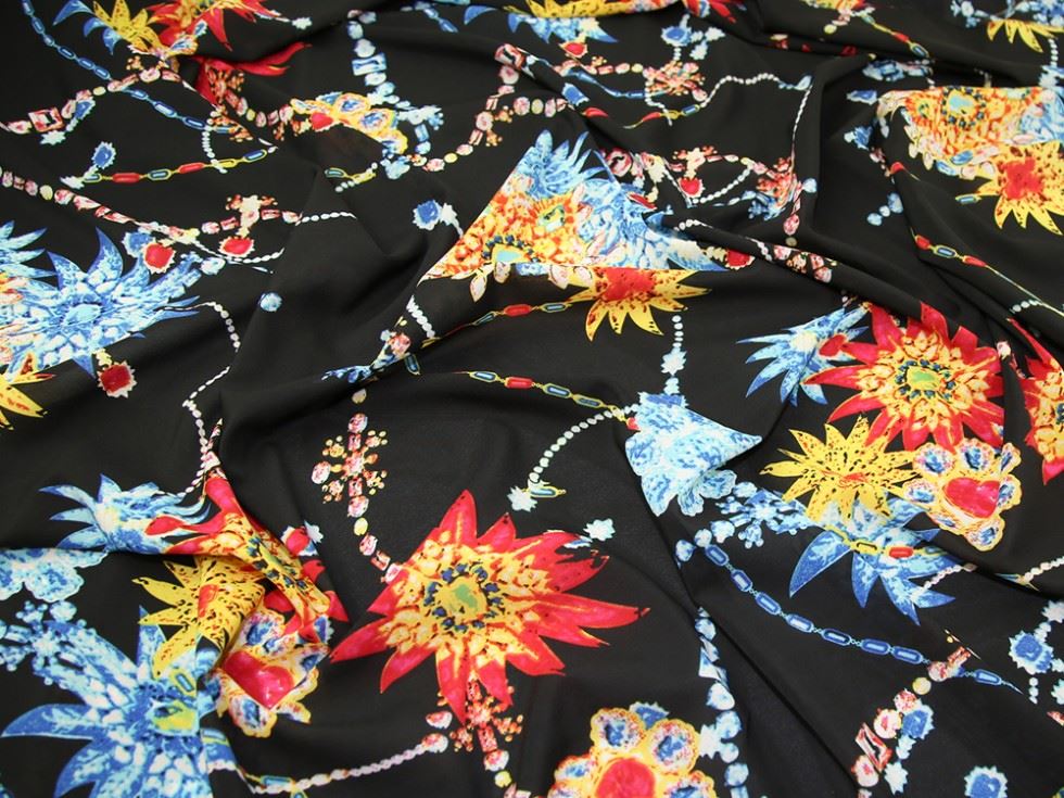 Black Deadstock Stretch Woven Crepe Fabric