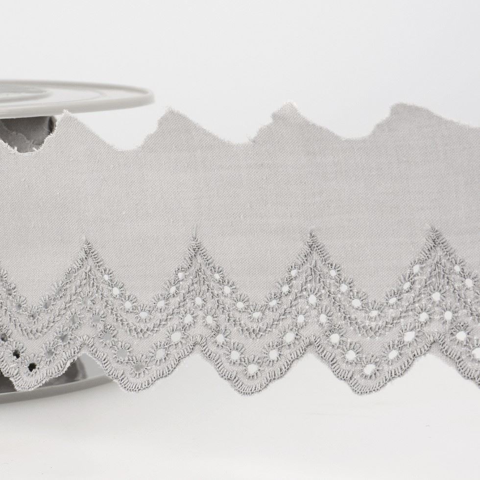 Stephanoise Eyelet Lace Trim Light Grey