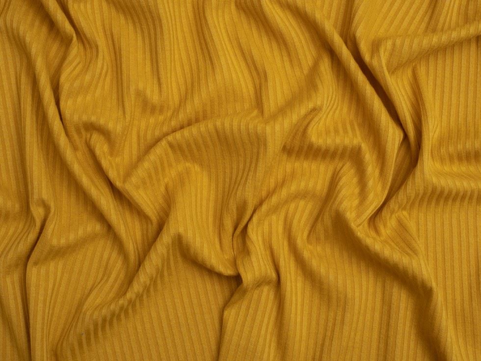 Minerva Core Range Narrow Viscose Rib Stretch Knit Fabric Mustard
 