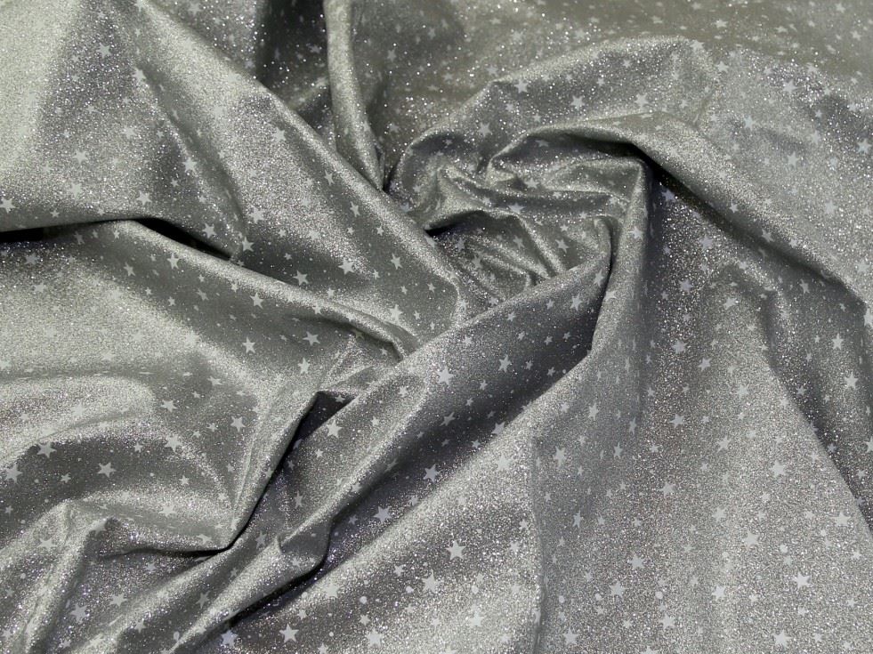 Silver Deadstock Glitter Faux Leather Fabric