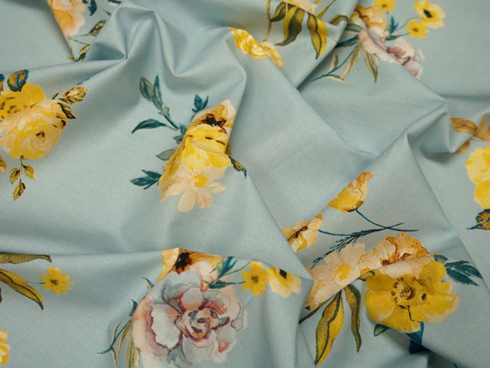 Lady Mcelroy Duck Egg Marlie Cotton Lawn Fabric