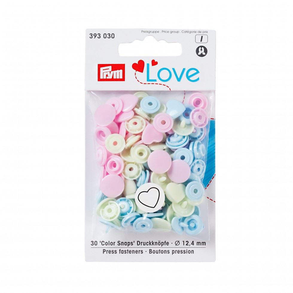 Prym Pink Green Blue Love Heart Snaps Press Fasteners