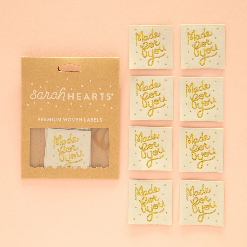 Sarah Hearts Made For You Gold Woven Labels
 