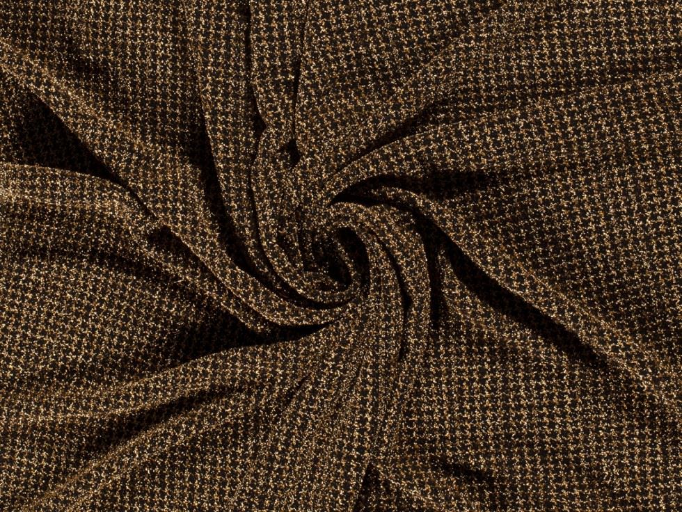 Metallic Textured Stretch Knit Fabric Gold on Black