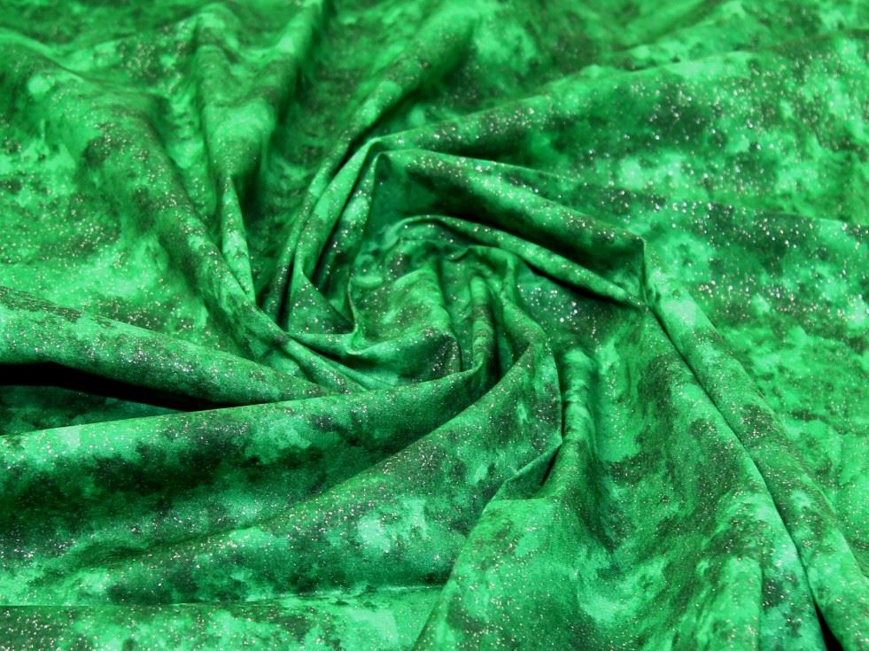 Green Deadstock Glitter 100% Cotton Fabric