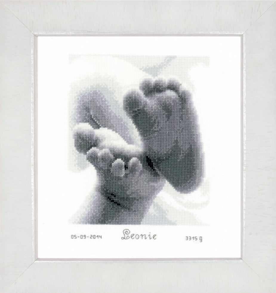 Minerva Counted Cross Stitch Kit Birth Record Baby Feet Vervaco Pn-0149170