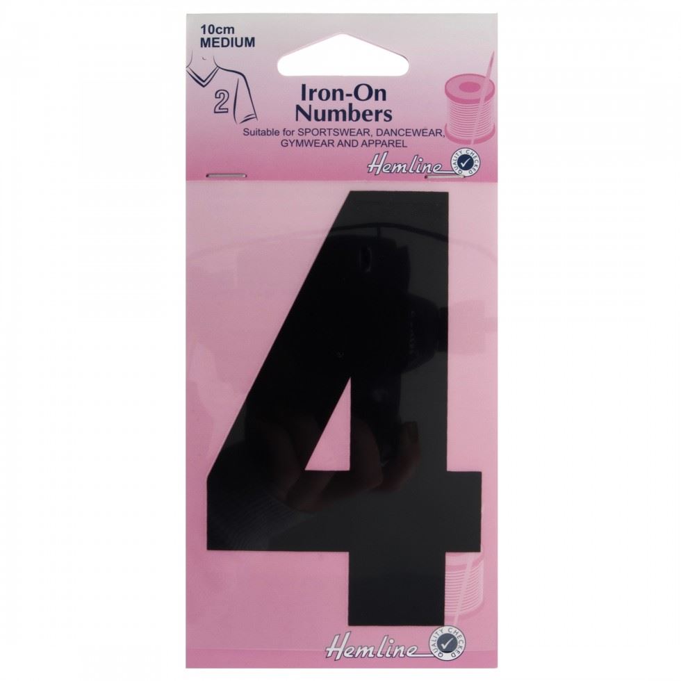 Hemline Black Number 4 Number Patch Motif