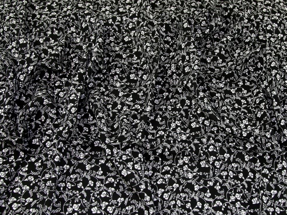 Black Deadstock Viscose Challis Fabric
