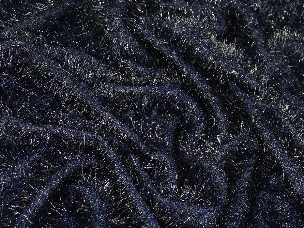 Navy Blue Deadstock Lurex Faux Fur Fabric