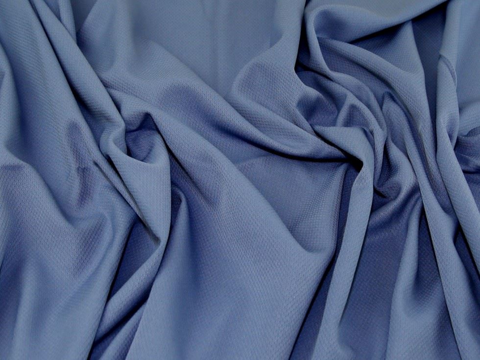 Blue Deadstock Textured Polyester Suiting Fabric
