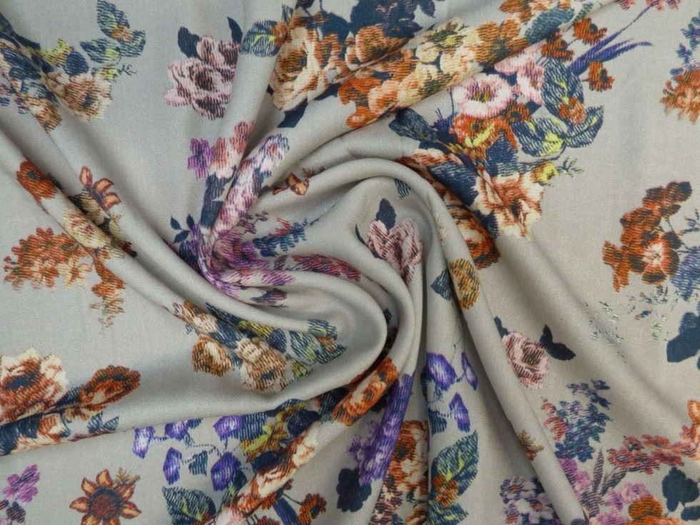 Lady Mcelroy Grey Viscose Crepe Fabric
