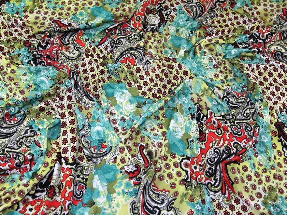 Multicoloured Deadstock Ity Silky Stretch Knit Fabric