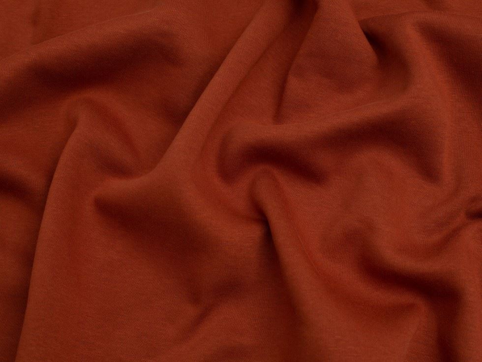 Minerva Core Range Polycotton Fleece Back Sweatshirt Stretch Knit Fabric Rust