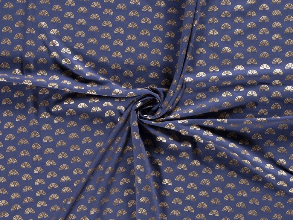 Metallic Cotton Jersey Stretch Knit Fabric Blue
 