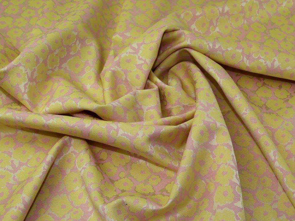 Pink & Yellow Deadstock Woven Brocade Fabric