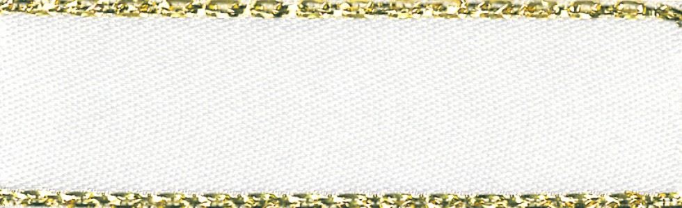 Berisfords 1 White Gold Edge Satin Ribbon (Value Roll)