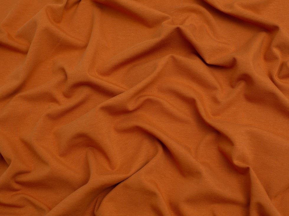 Minerva Core Range Rust Organic Cotton Jersey Stretch Knit Fabric