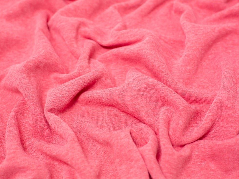 Minerva Core Range Bright Red Melange Polycotton Fleece Back Sweatshirt Stretch Knit Fabric