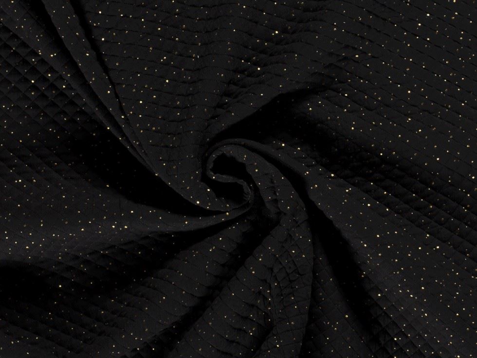 Black Foil Wadded Quilted Coating Fabric