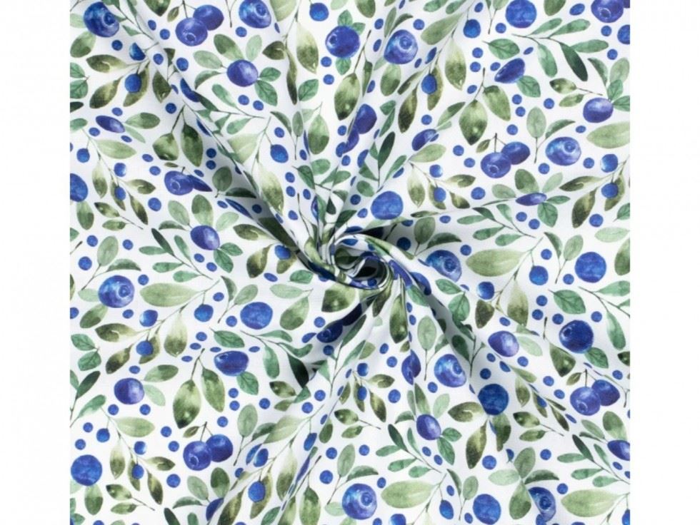 Printed Panama Cotton Canvas Fabric Blue