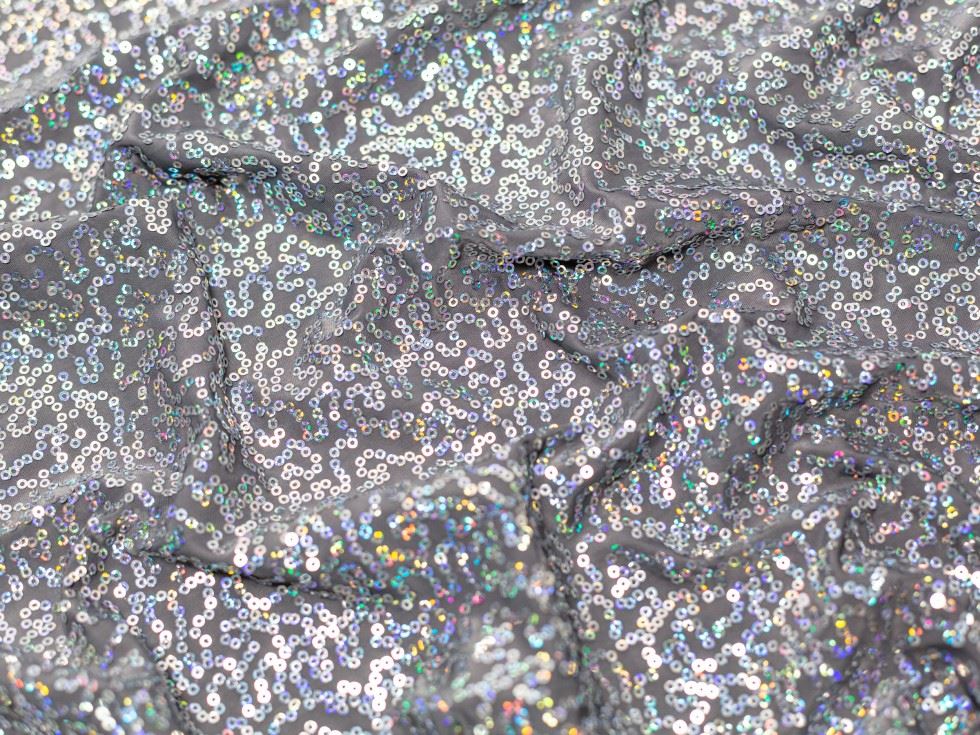 Minerva Core Range Sequin ITY Silky Stretch Knit Fabric Grey
 