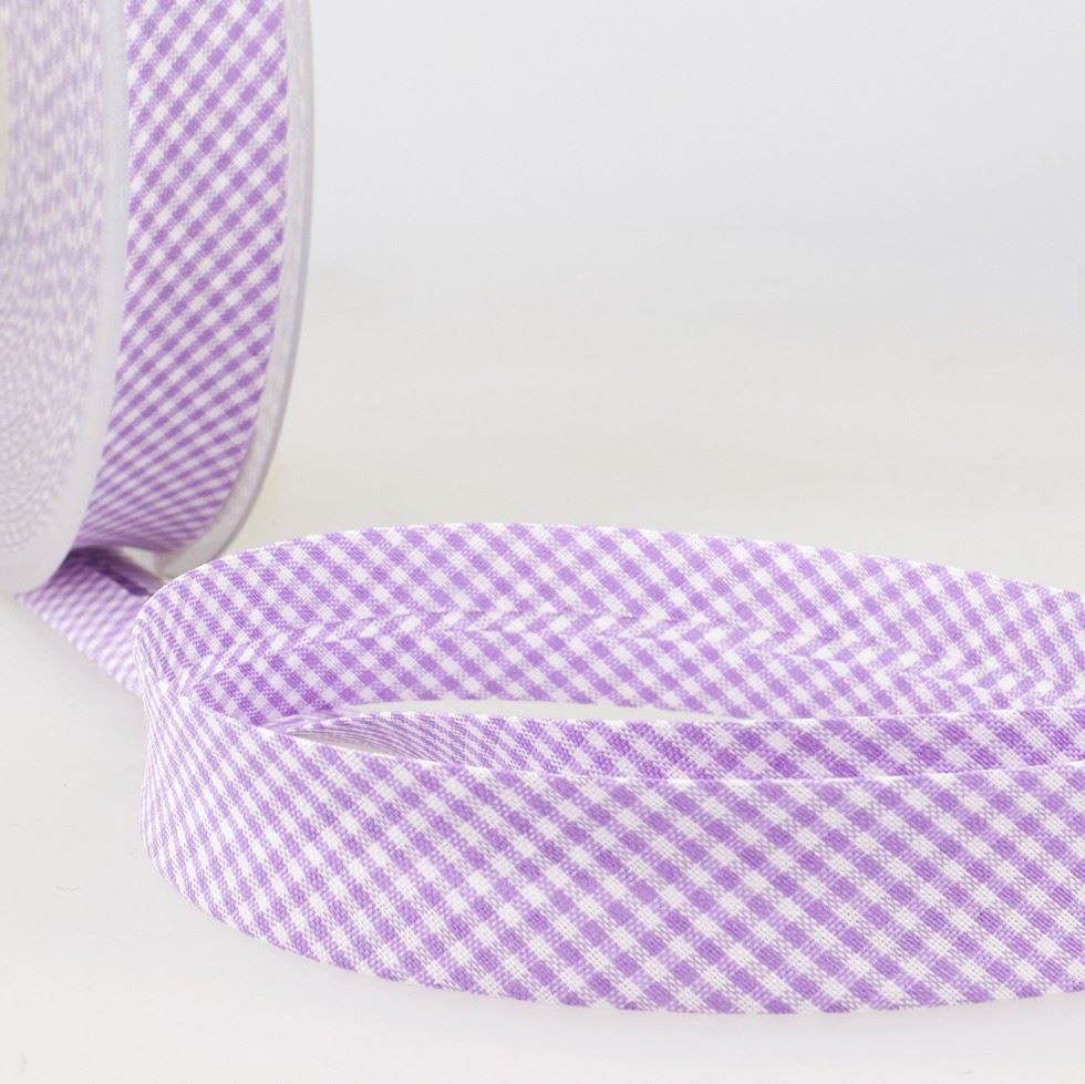 Stephanoise Gingham Bias Binding Tape Lilac