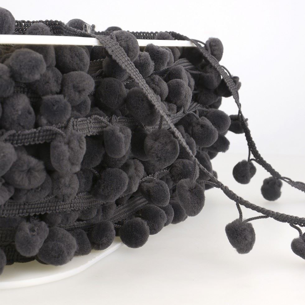 Stephanoise Pom Pom Trim Grey
