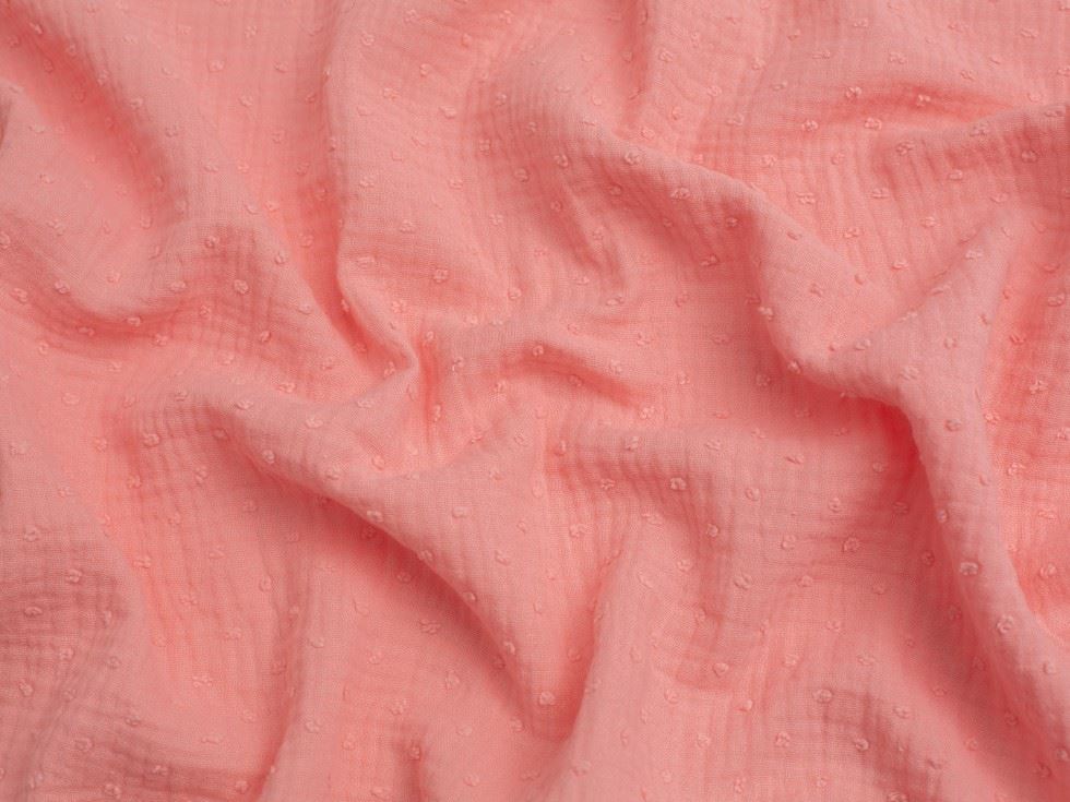 Swiss Dot Cotton Double Gauze Fabric Peach