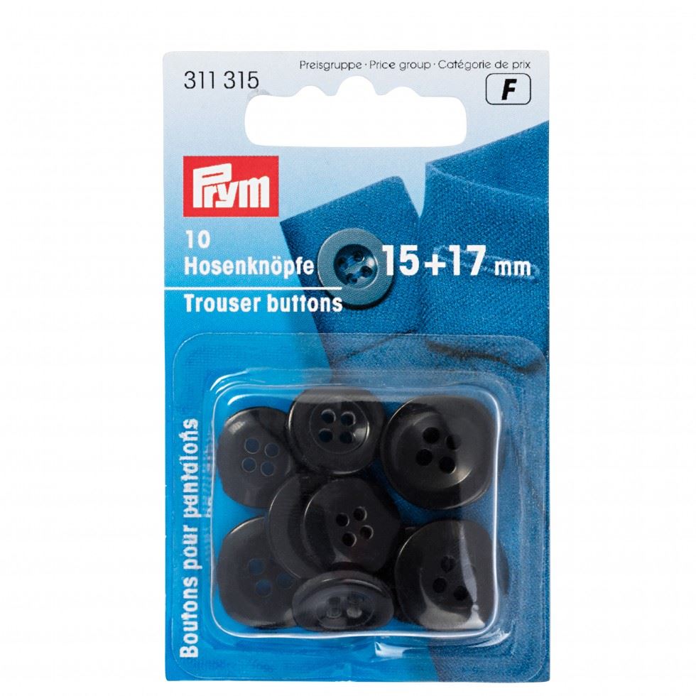 Prym Round Trouser Buttons Black
 