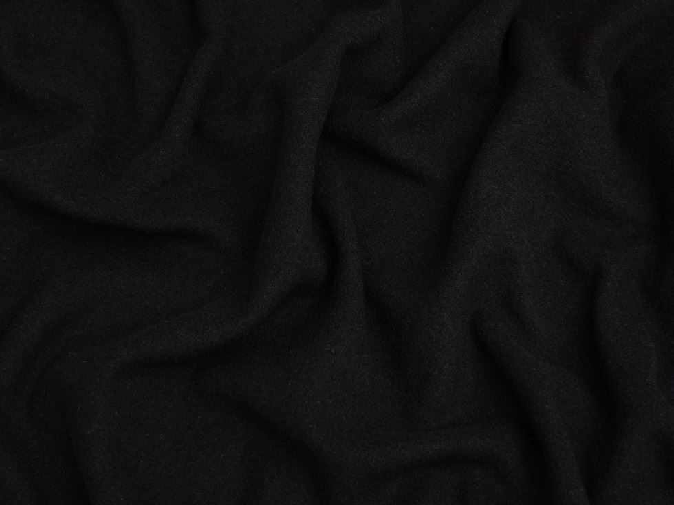 Black Mouflon Wool Blend Coating Fabric