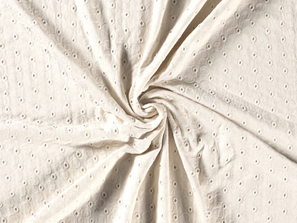 Embroidered Viscose Jersey Stretch Knit Fabric Cream
 