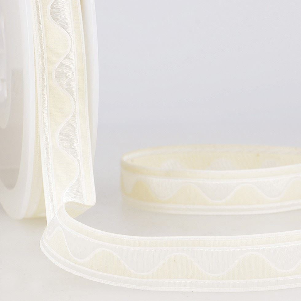 Stephanoise Jacquard Ribbon Ecru White
 