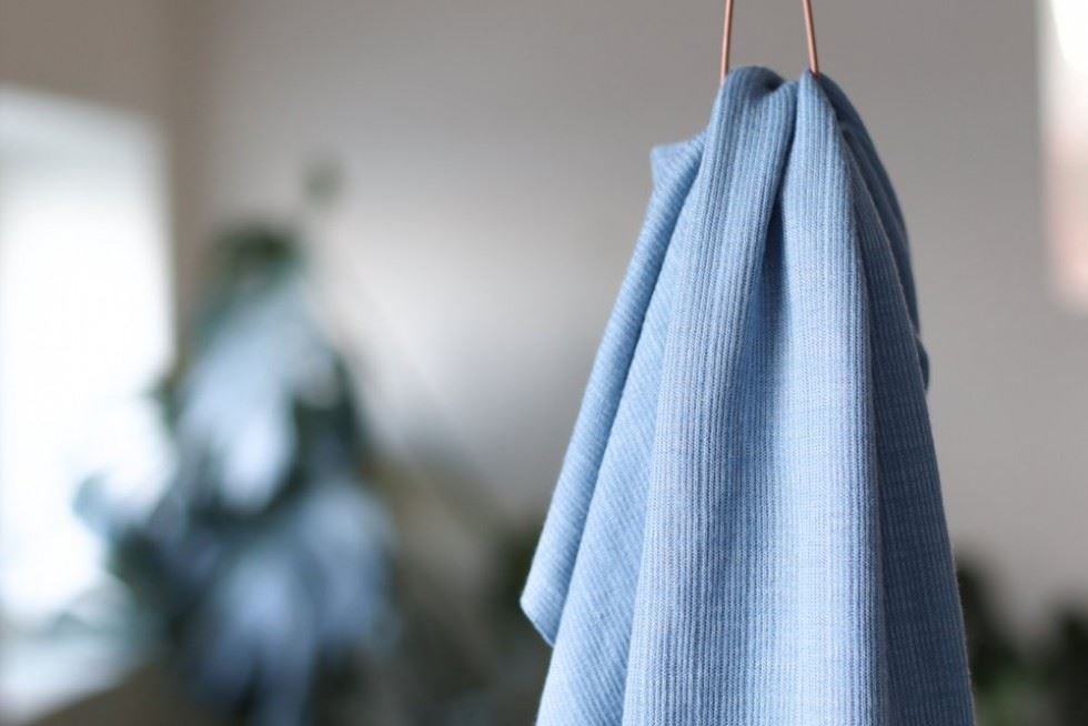 Mind The Maker Faded Blue Viscose Rib Stretch Knit Fabric