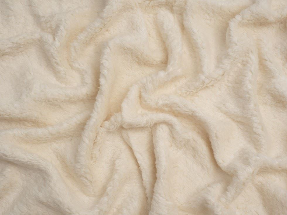 Minerva Core Range Cotton Sherpa Fleece Fur Fabric Soft Cream
 