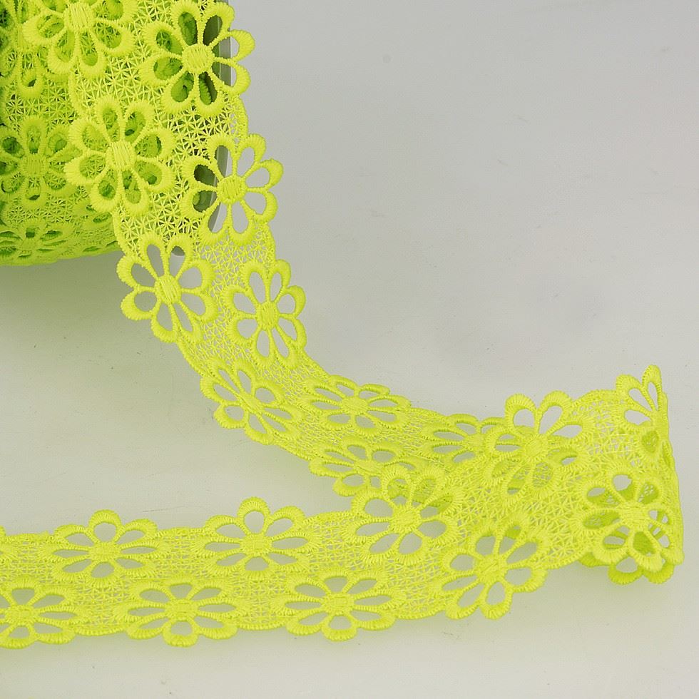 Stephanoise Guipure Lace Trim Lemon Yellow
 