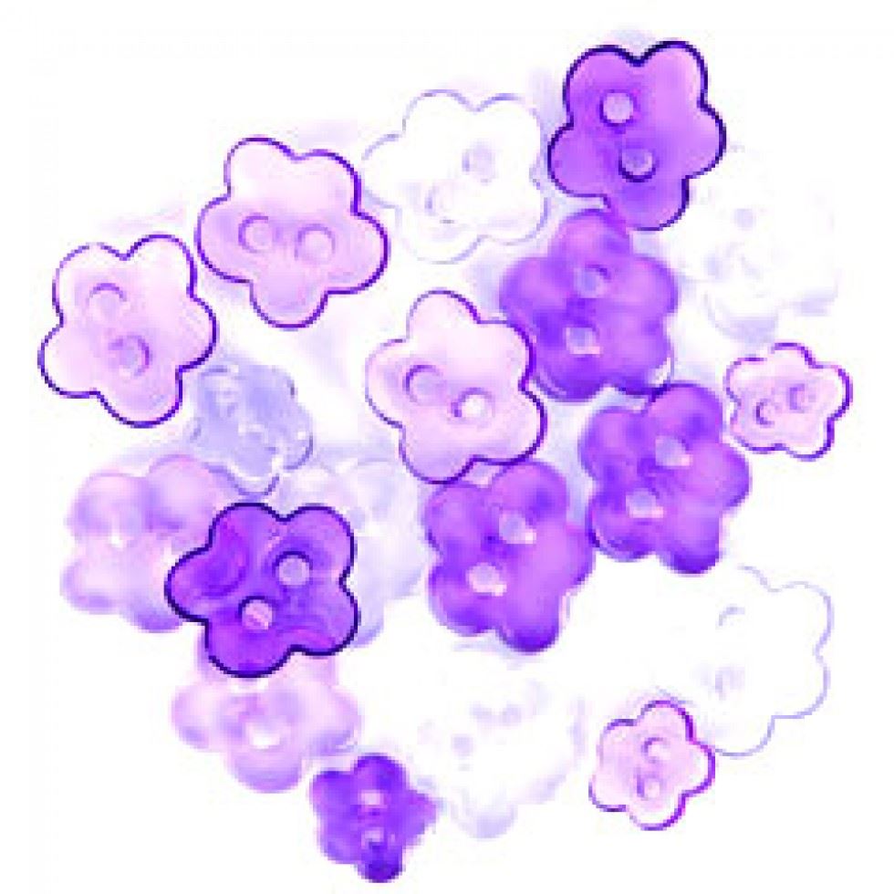 Trimits Transparent Lilac Flower Miniature Buttons (Value Pack Of 5)