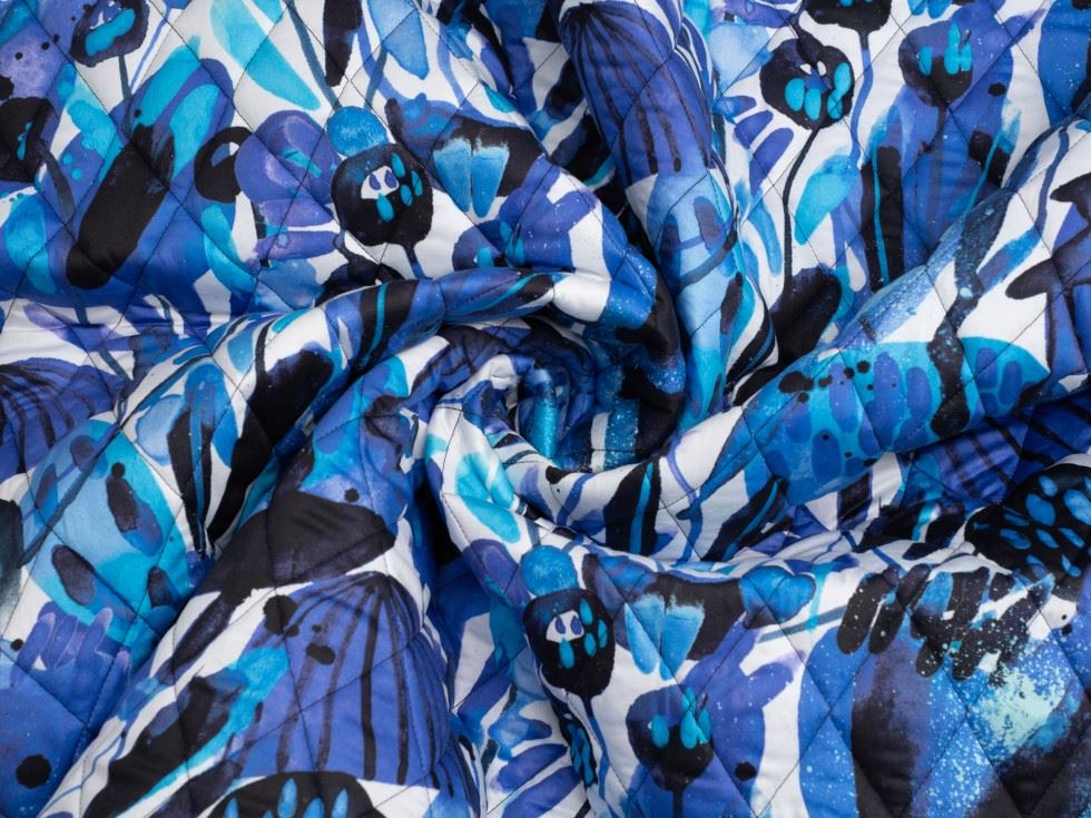 Minerva Exclusive Light Inky Grove Pre Quilted Reversible Coating Fabric