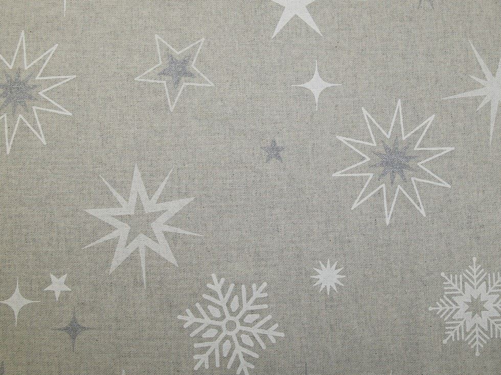 Silver On Beige Deadstock Cotton Canvas Fabric