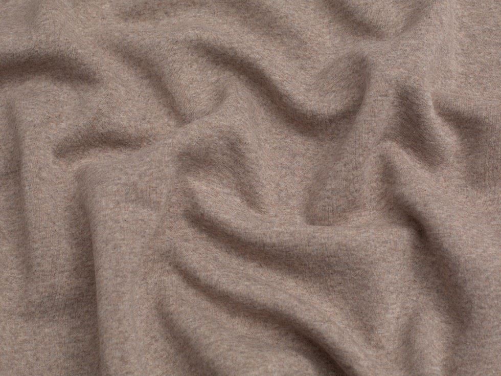 Minerva Core Range Ecru Melange Polycotton Fleece Back Sweatshirt Stretch Knit Fabric