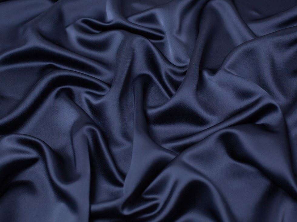 Minerva Core Range Aesha Satin Fabric Navy Blue
 
