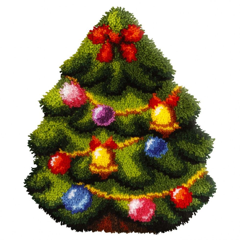 Orchidea Latch Hook Kit Cushion Shaped Christmas Tree