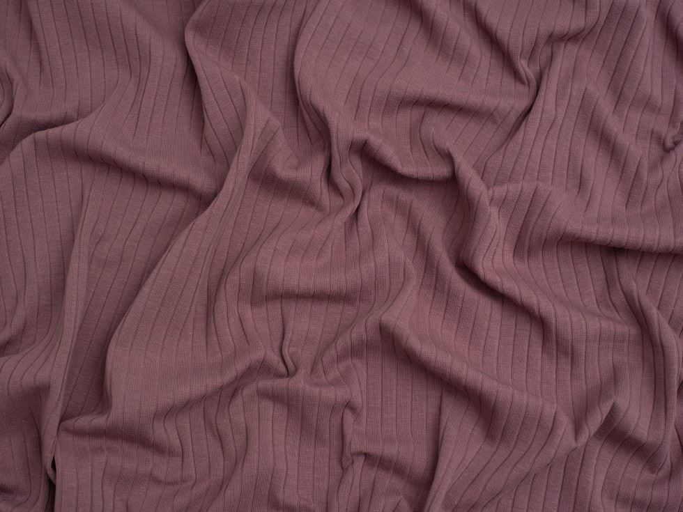 Minerva Core Range Mauve Baby Soft Cotton Rib Stretch Knit Fabric