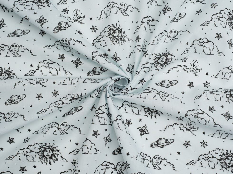 Printed Polycotton Fabric Sky Blue
 