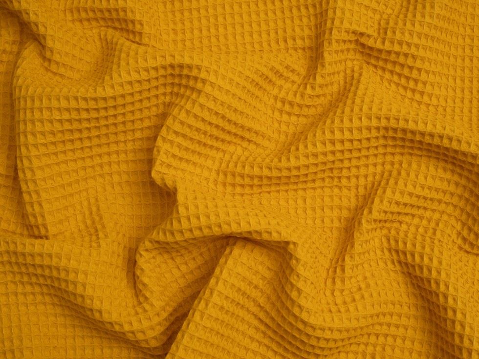Minerva Core Range Ochre Medium Cotton Waffle Fabric