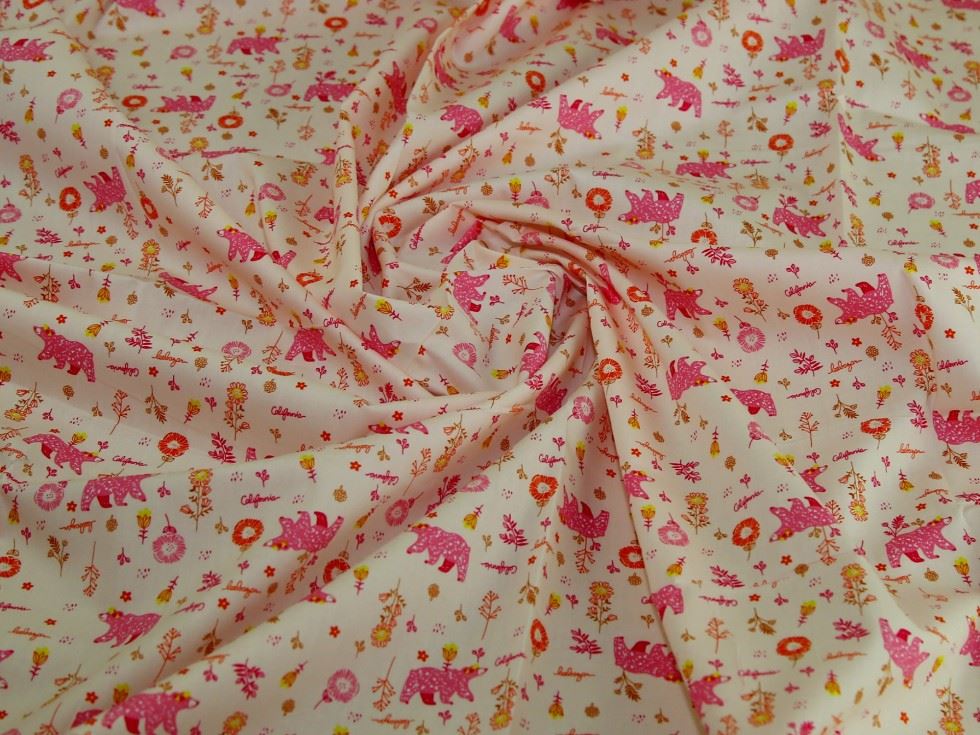 Deadstock 100% Cotton Poplin Fabric Pink & Pink
 