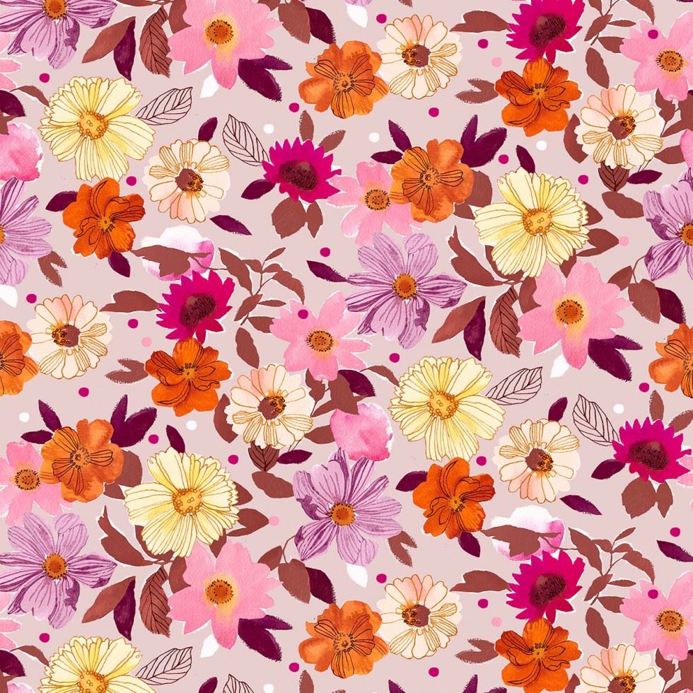 Dashwood Studio Pink Flora Rayon Challis Fabric