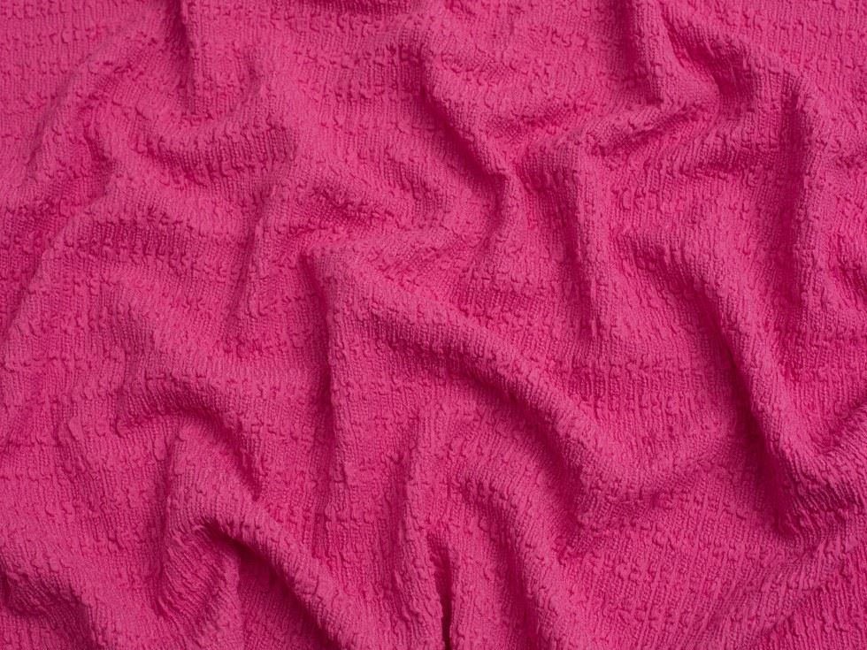Minerva Core Range Popcorn Textured Stretch Knit Fabric Hot Pink
 