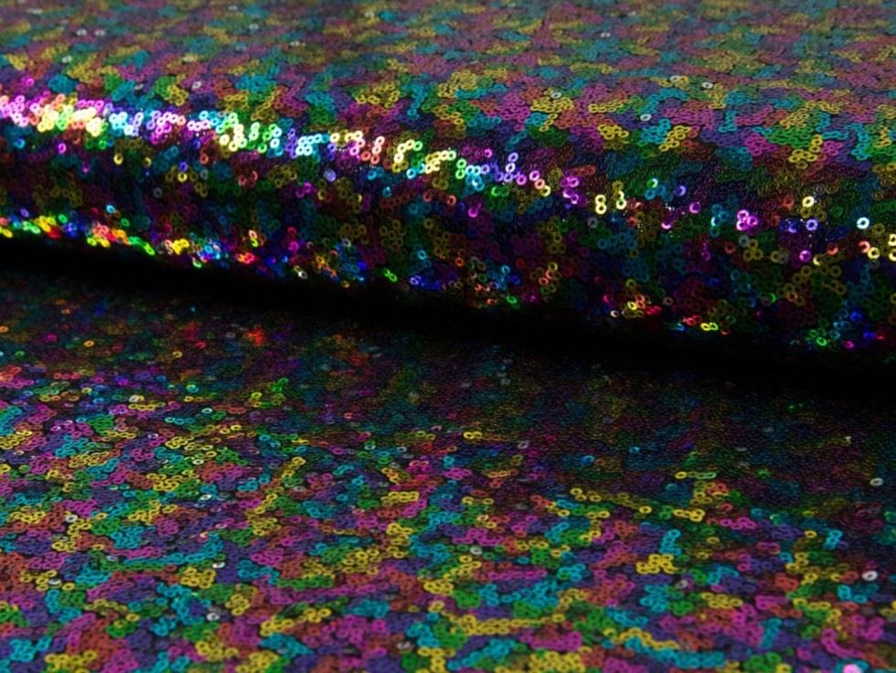 Multicoloured Deadstock Sequin Mesh Fabric